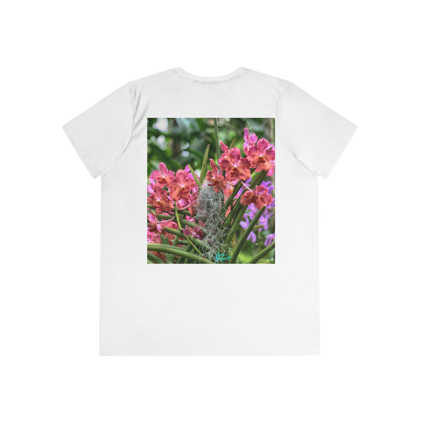 Womens Fitted Tee Shirts Pink Vanda Orchid, Performance shirt