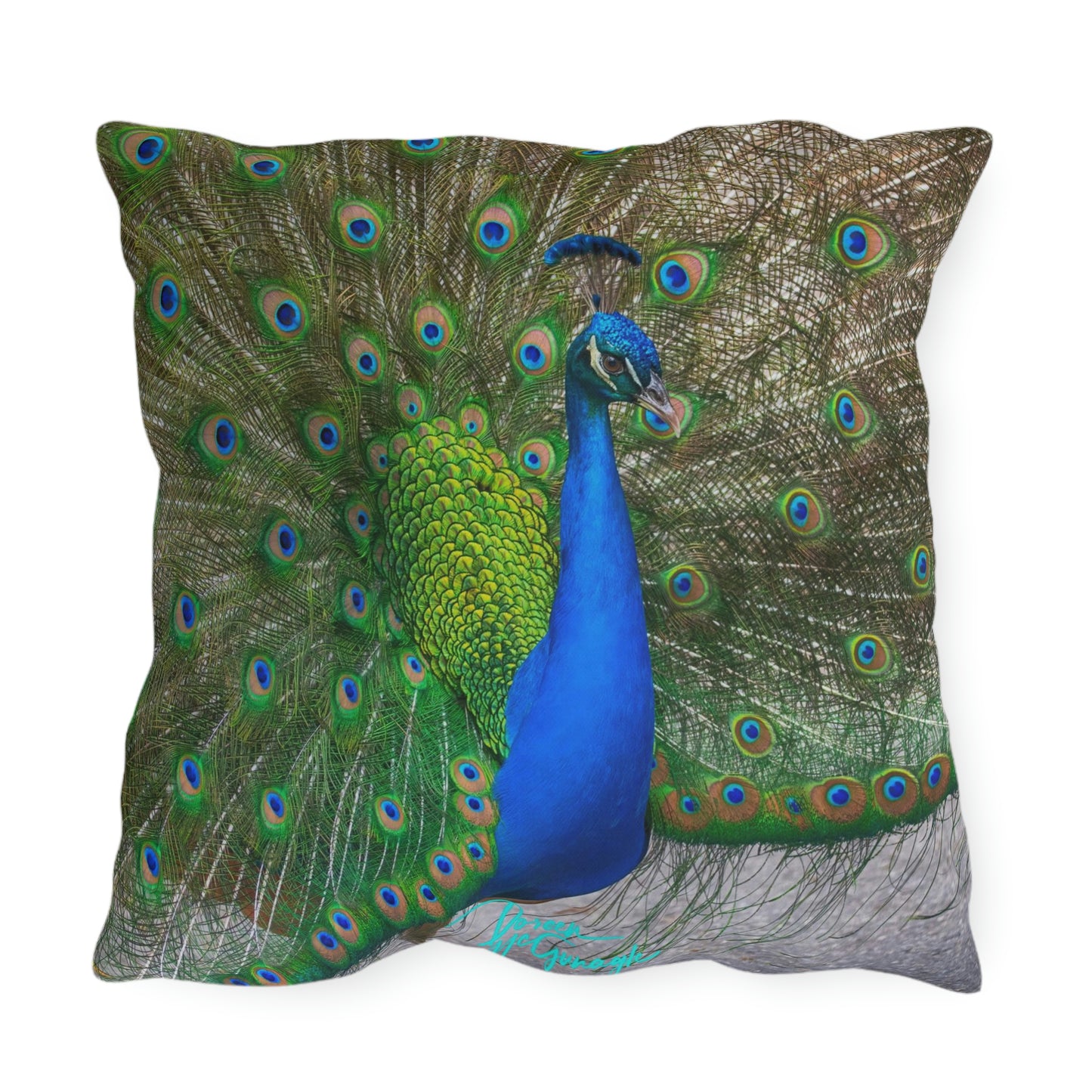 Artistic Outdoor Accent Pillows Peacock Bird