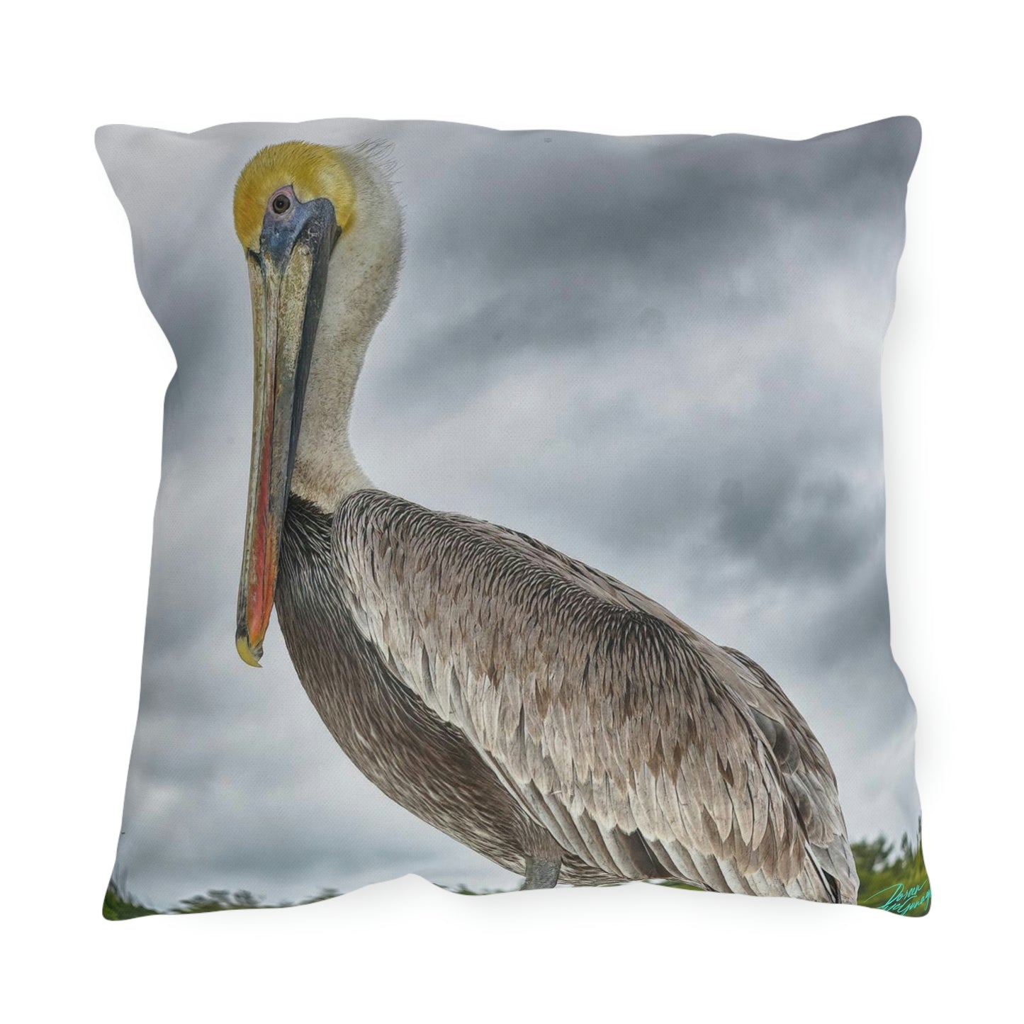 Pelican Bird Artistic Outdoor Accent Pillow