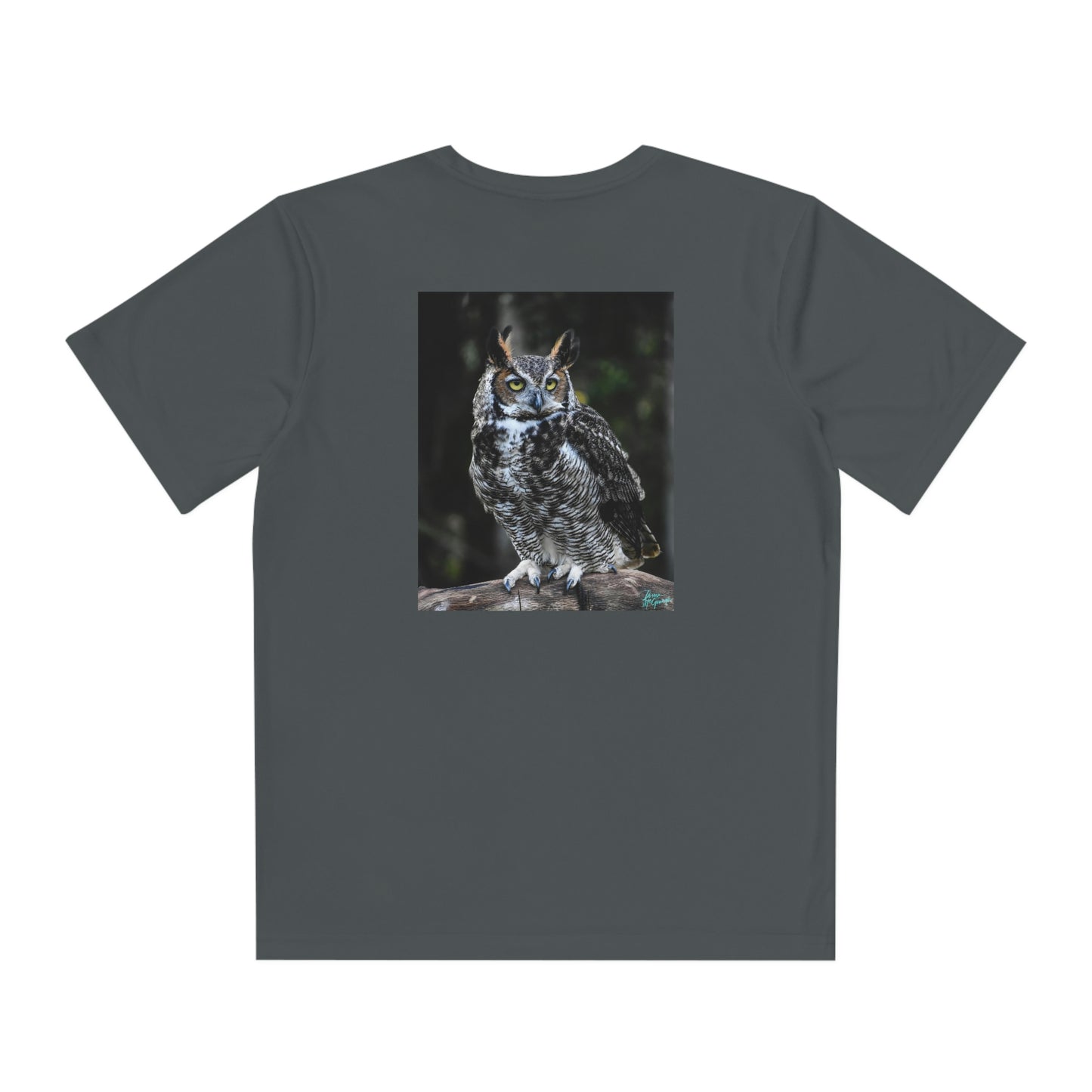 Youth T Shirts, Great Horned Owl 112, performance shirt