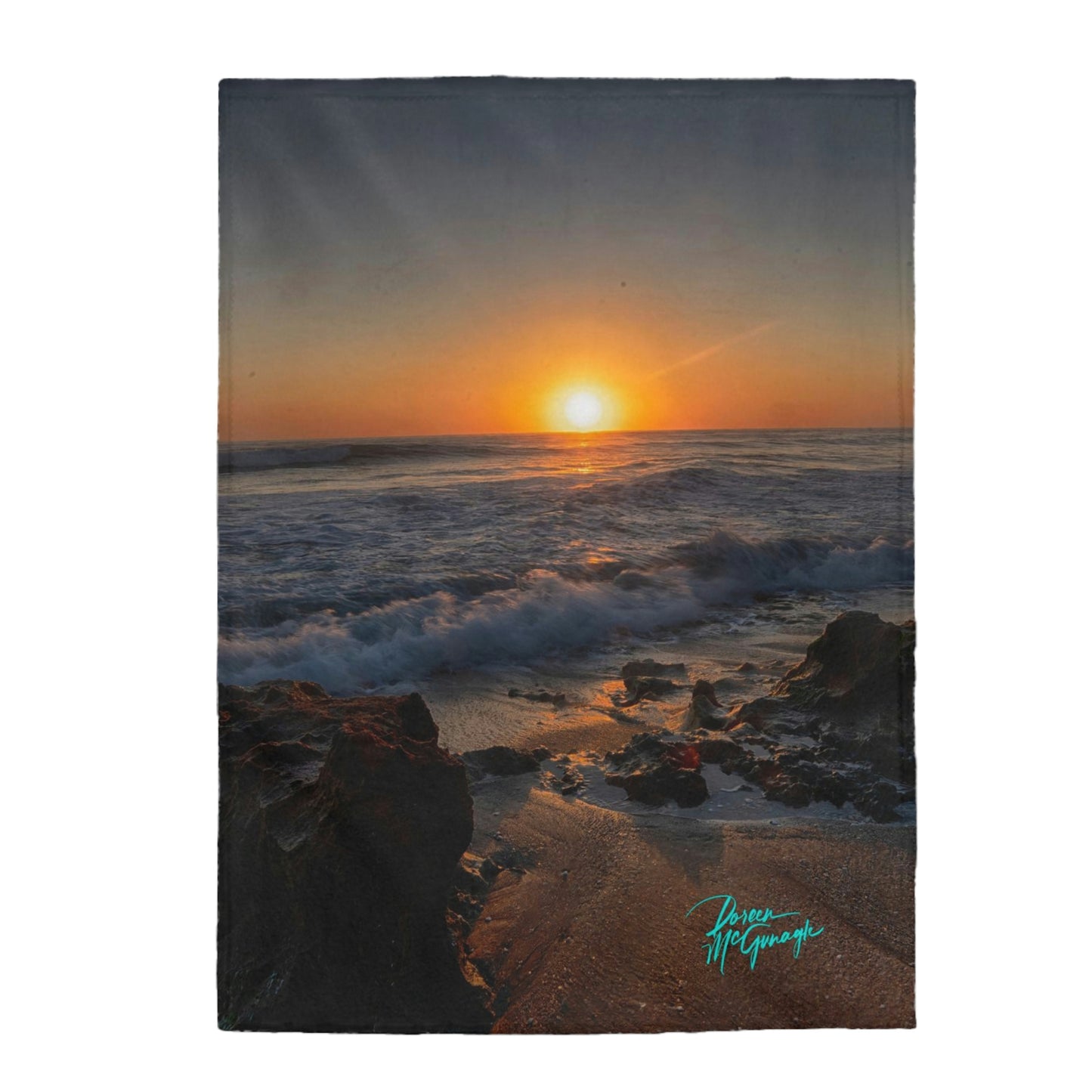 Plush Velveteen Blanket, Sunrise in Stuart, nature inspired