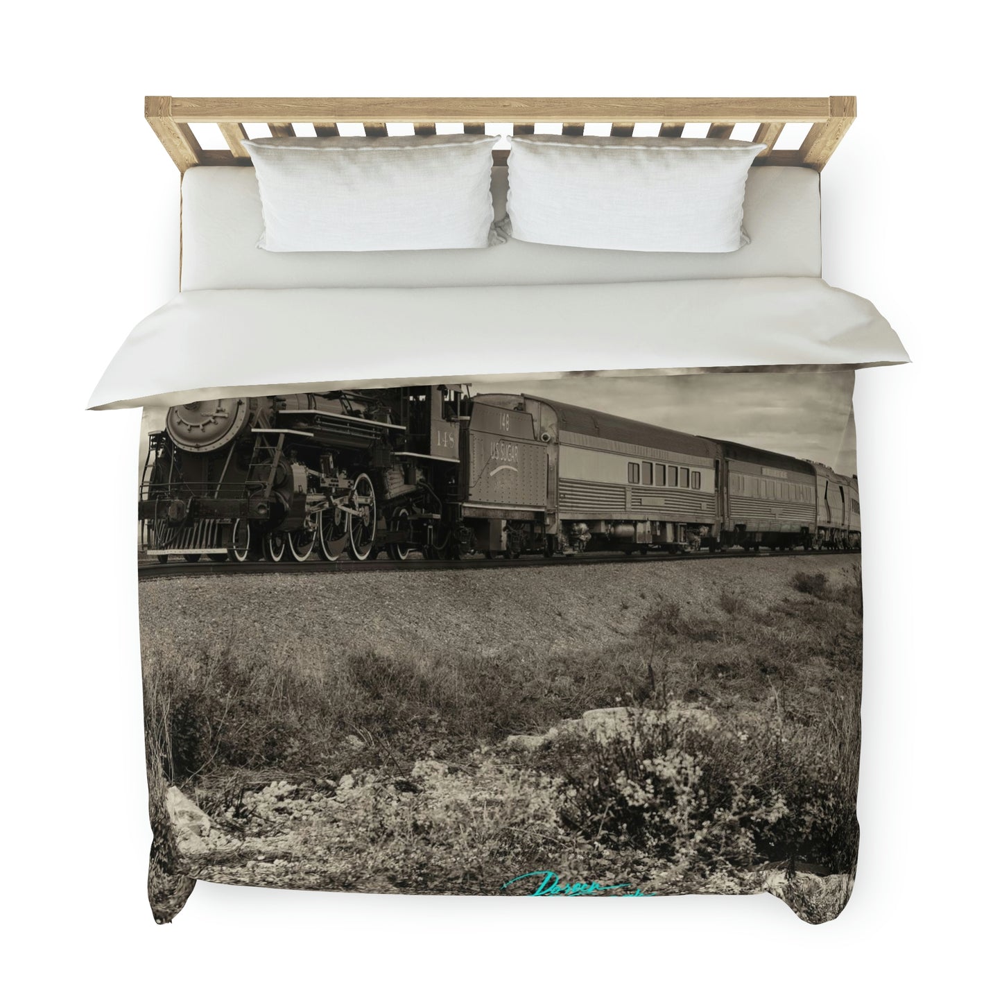 Sugar Express Train Steam Engine 148 Duvet Cover