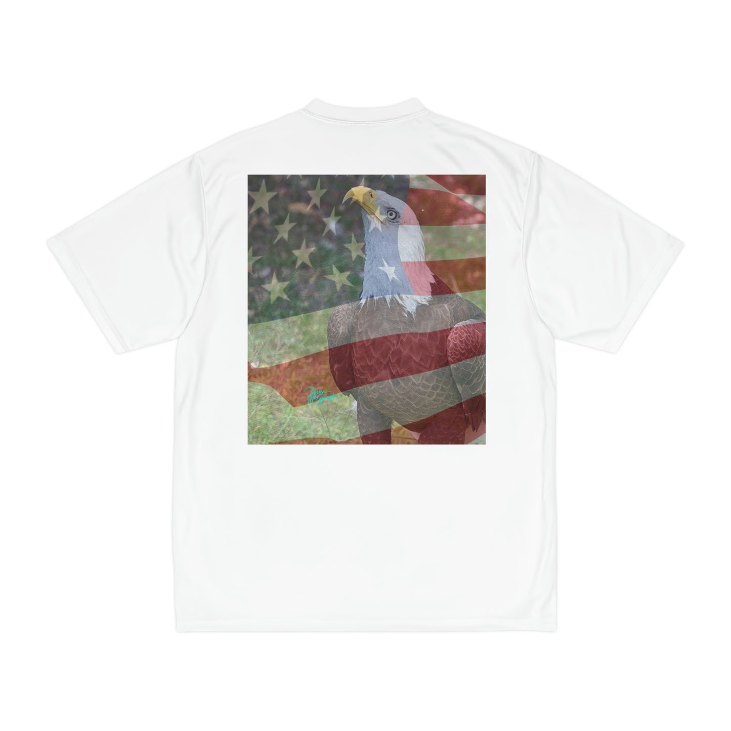 Men’s Patriotic Bald Eagle with American Flag 13 Short Sleeve Performance Tee