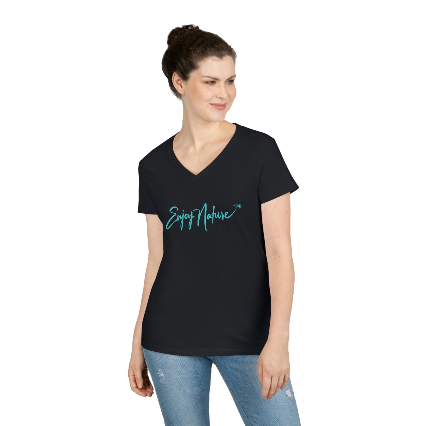 Womens V neck tee Deep in Woods, summer tees