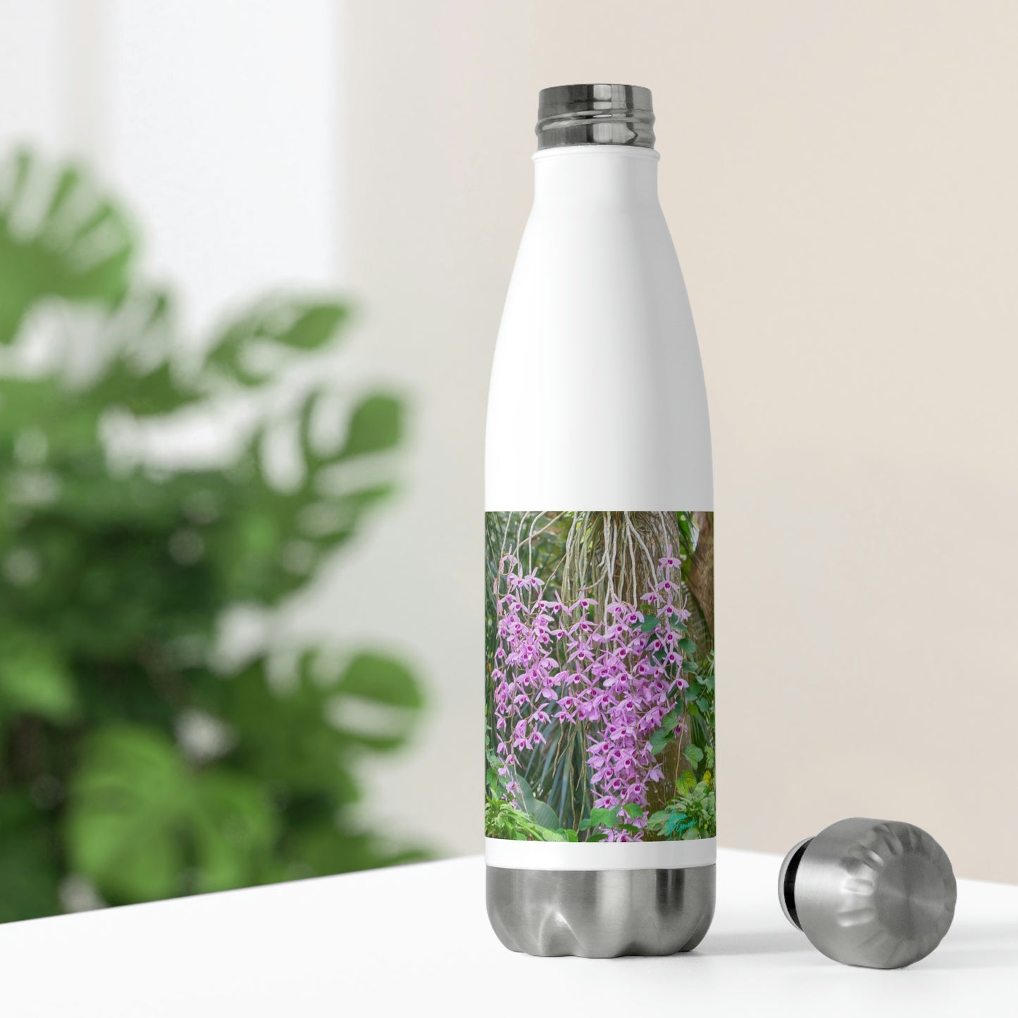 Eco friendly water bottle Purple Dendrobium Orchid 02, 20oz insulated water bottle