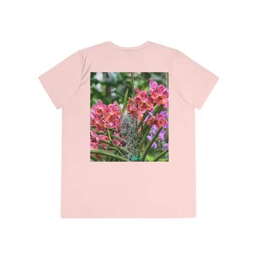 Womens Fitted Tee Shirts Pink Vanda Orchid, Performance shirt