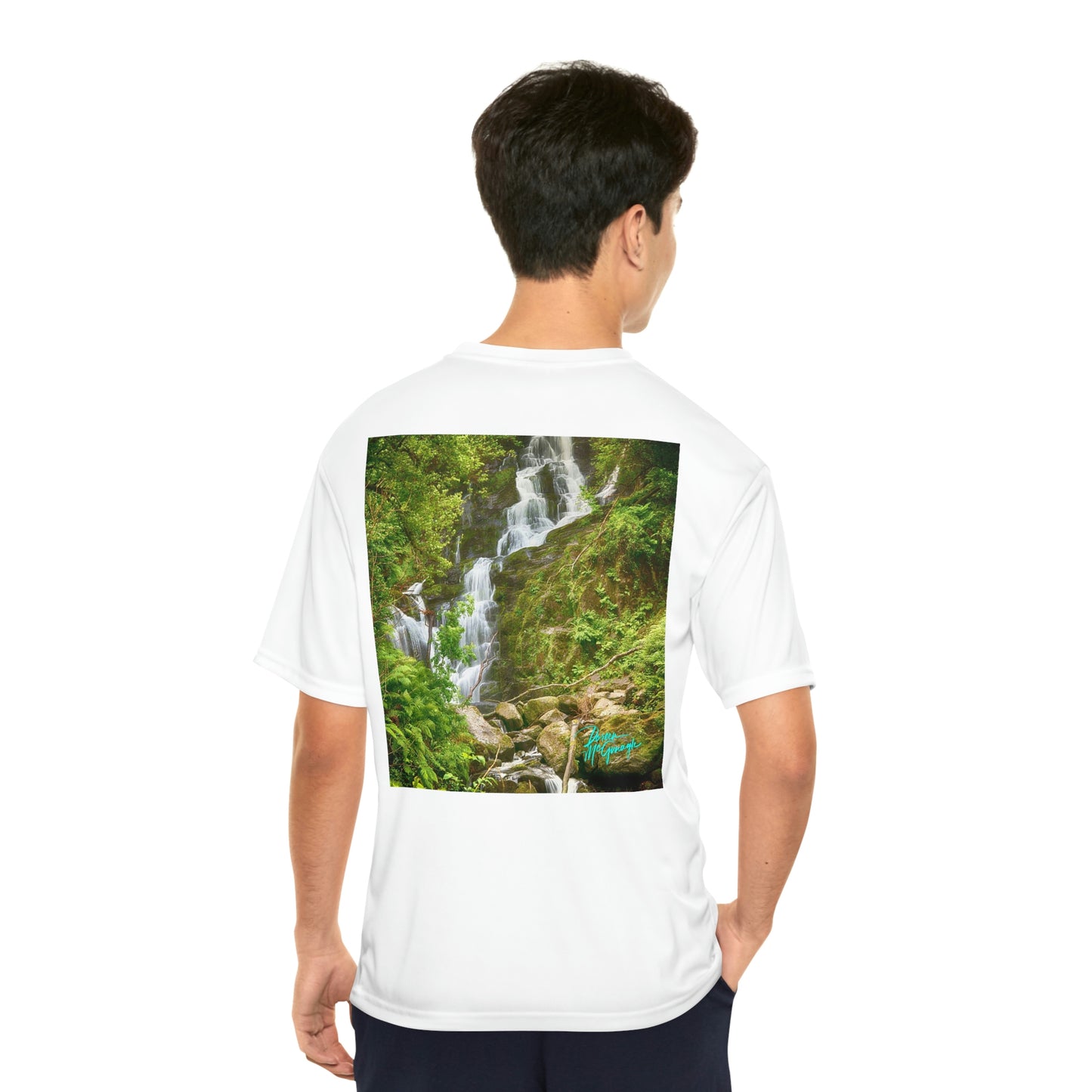 Mens t shirts Killarney National Park Waterfall, performance shirt