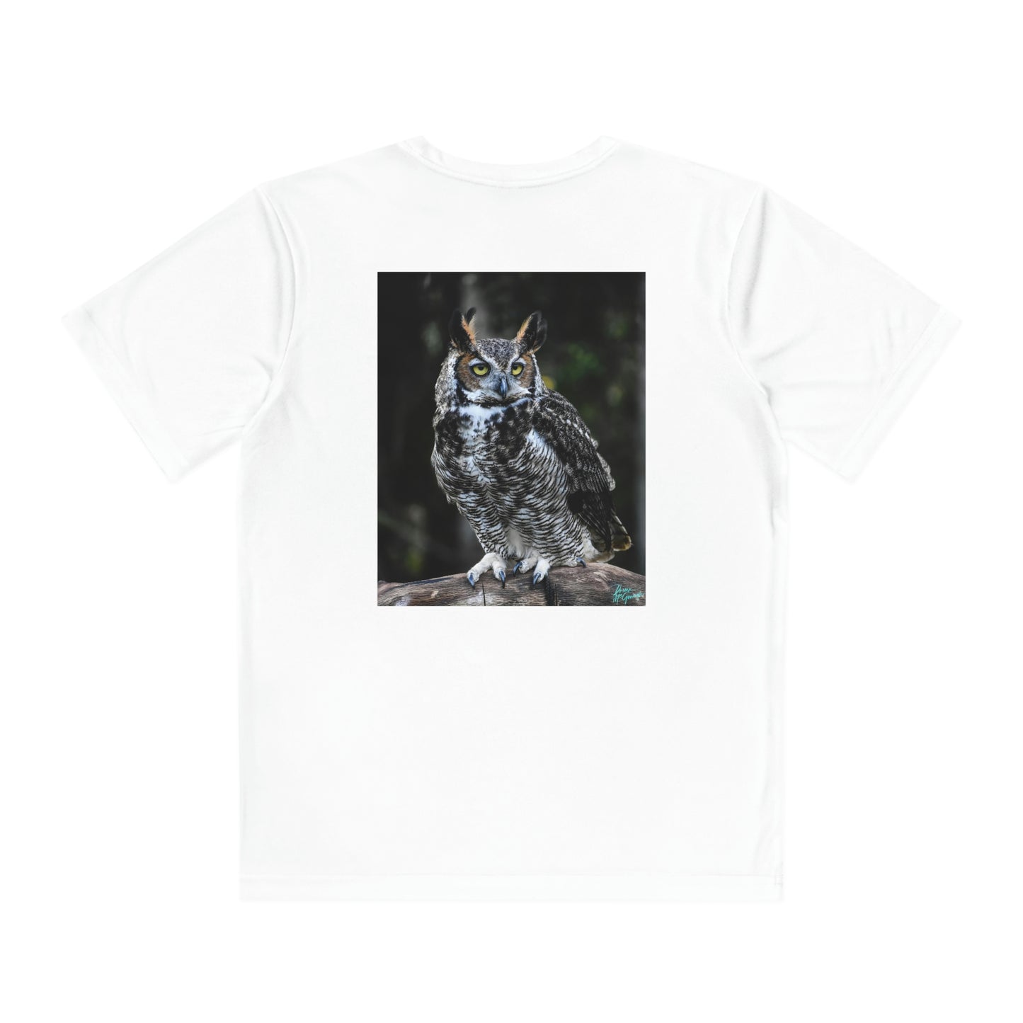 Youth T Shirts, Great Horned Owl 112, performance shirt