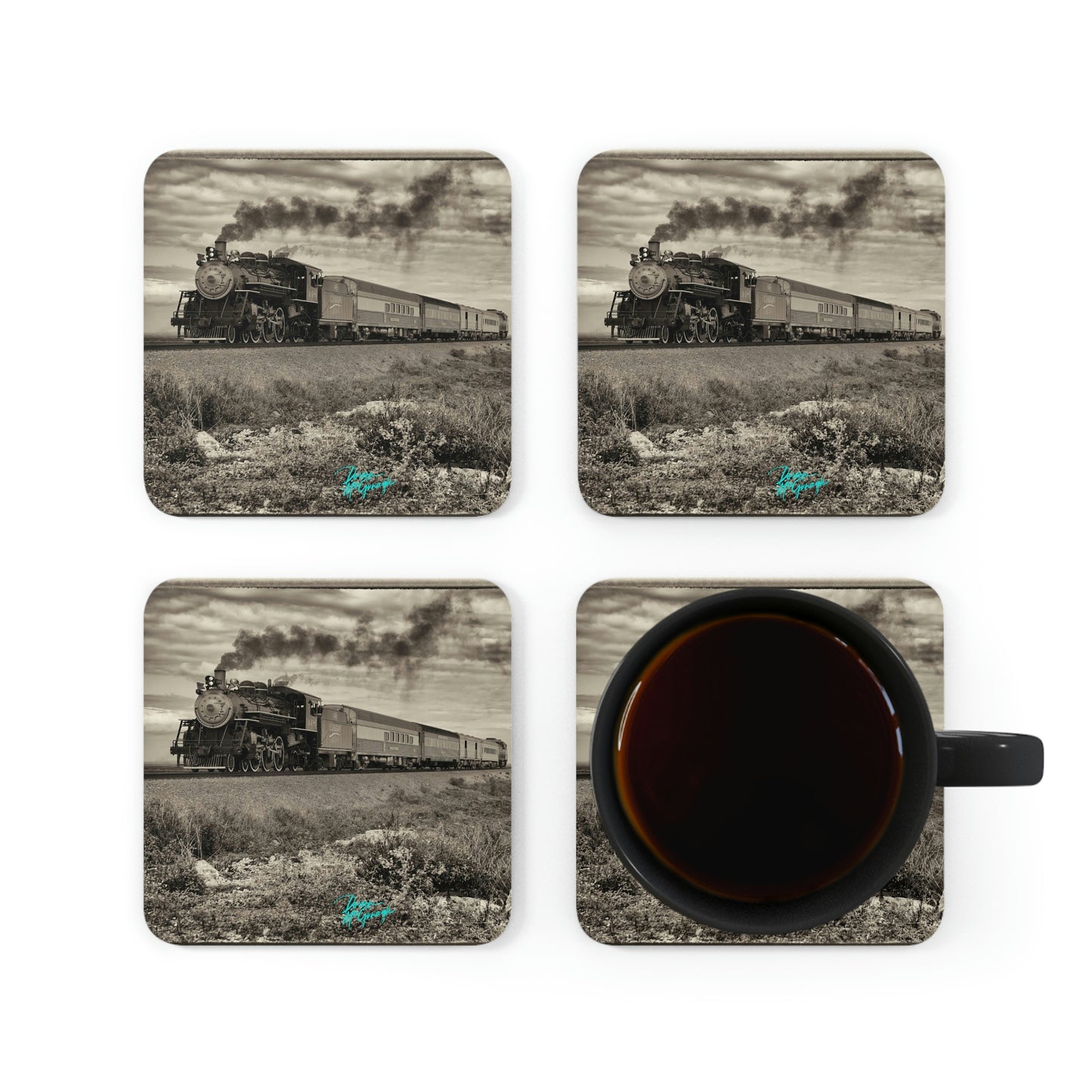 Sugar Express Train Cork Coaster Set