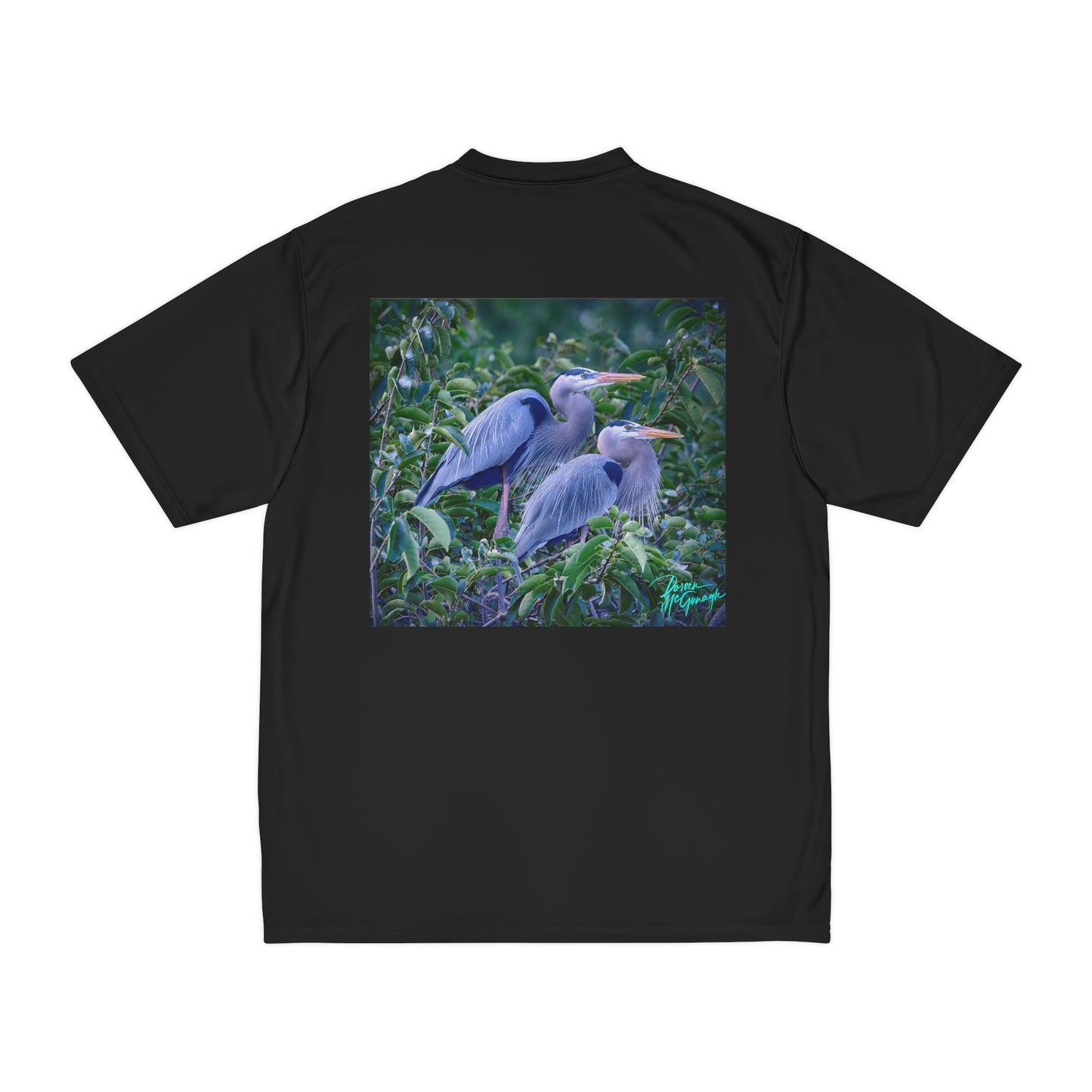 Mens t shirts Great Blue Heron Mating Pair 02, performance shirt