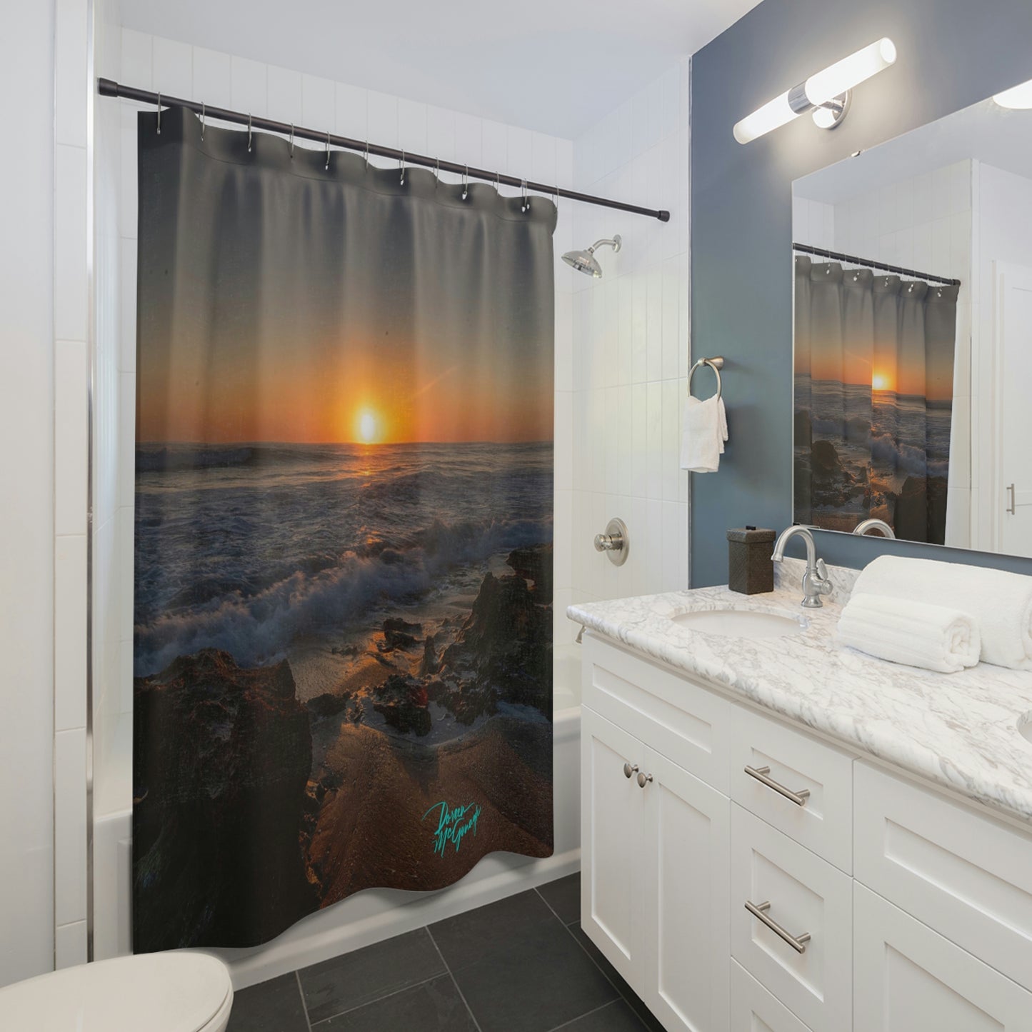 Earthy Shower Curtain,  Sunrise on Stuart Beach, Nature inspired Decor