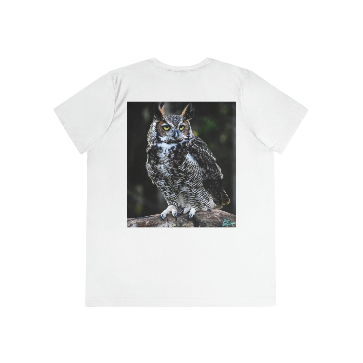 Womens Fitted Tee Shirts Great Horned Owl, Performance shirt