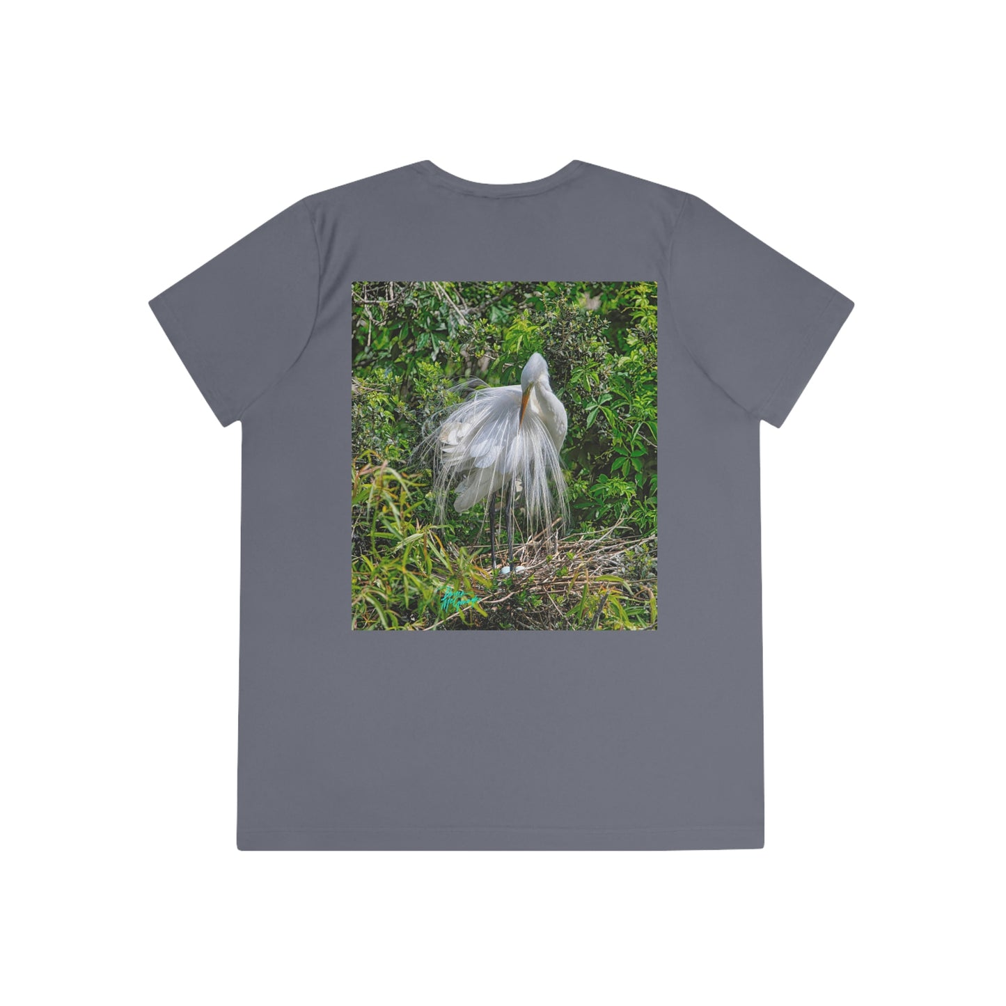 Womens Fitted Tee Shirts Great White Heron with Nest, Performance shirt