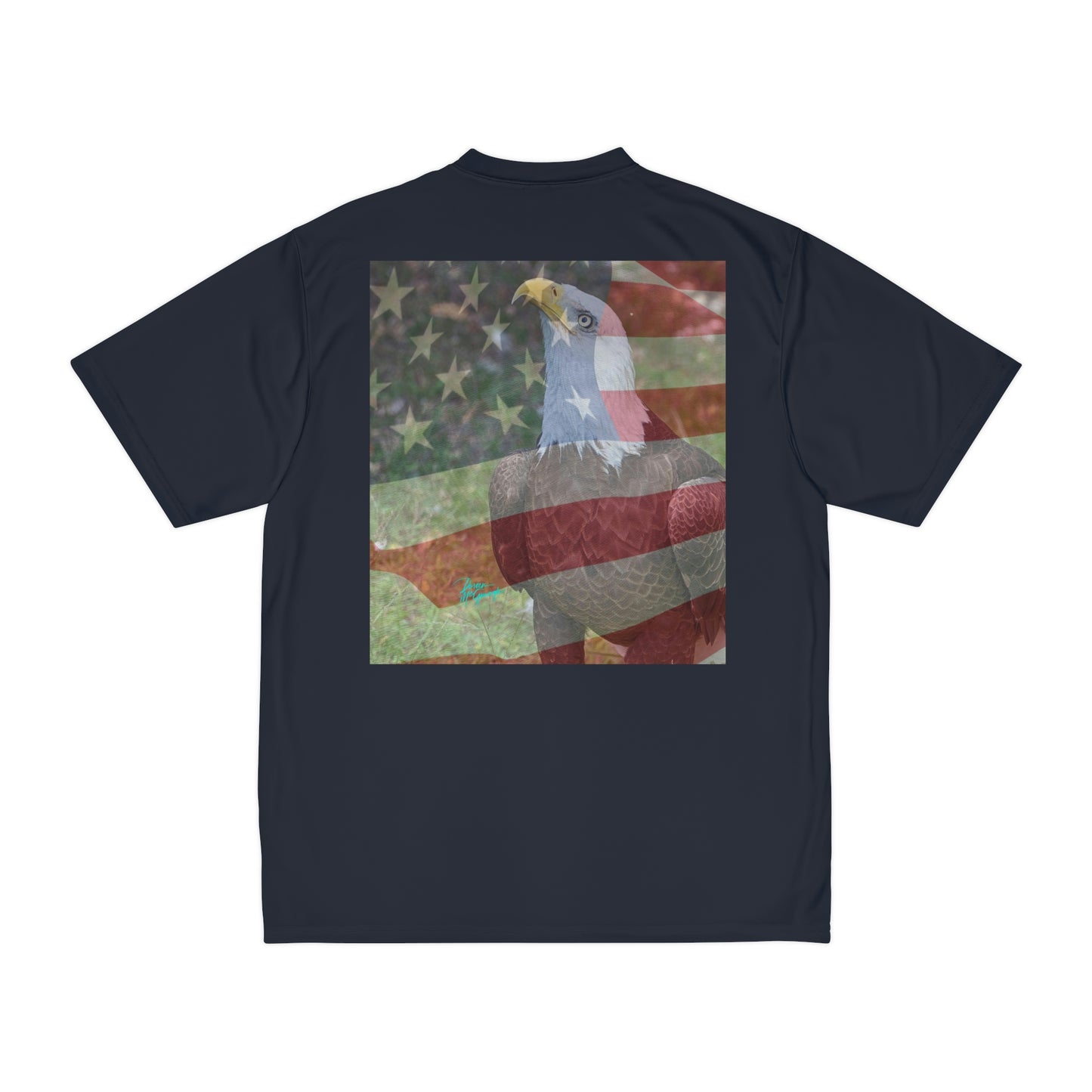 Men’s Patriotic Bald Eagle with American Flag 13 Short Sleeve Performance Tee