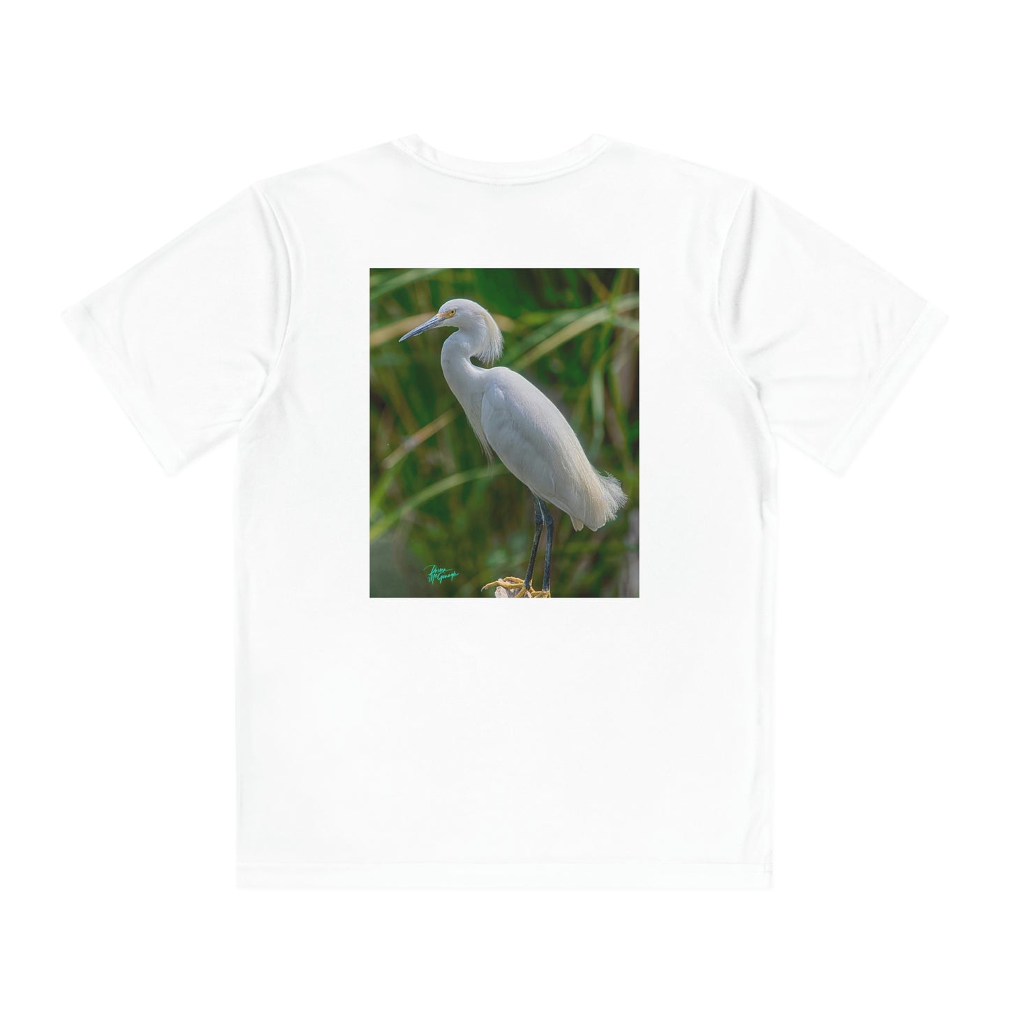 Youth T Shirts, Snowy Egret, performance shirt