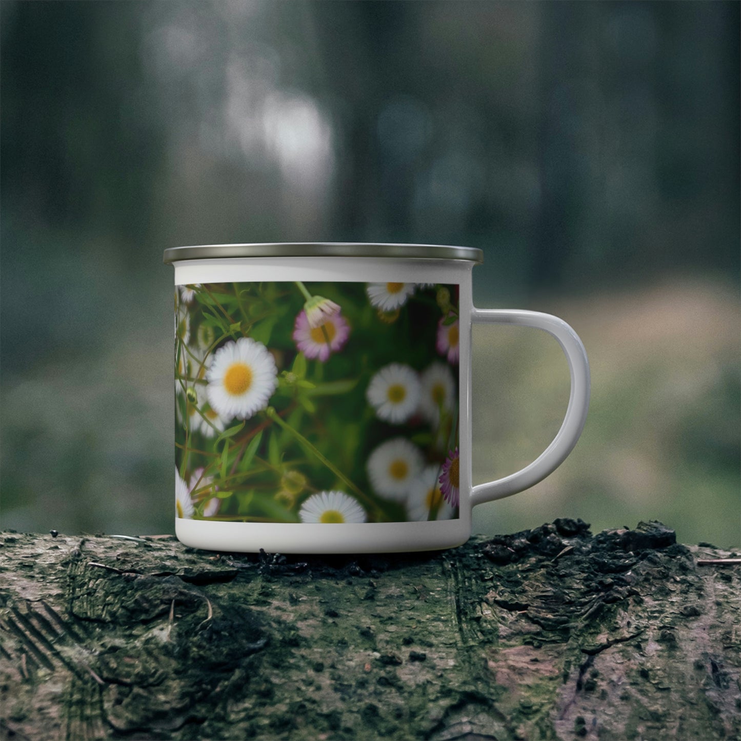 Enamel Camping Mug, Wild Daisies