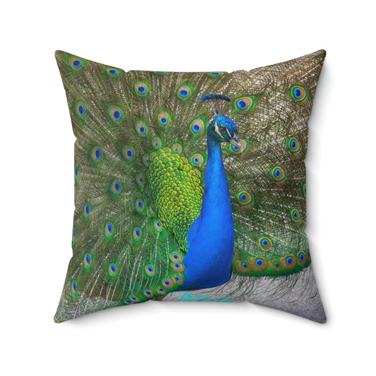 Artistic Accents Pillow Peacock Bird Square