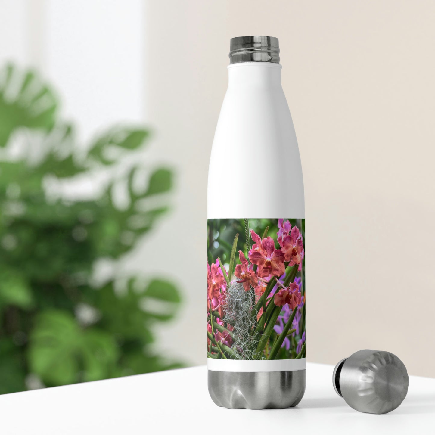 Eco friendly water bottle Pink Vanda Orchid 01, 20oz insulated water bottle