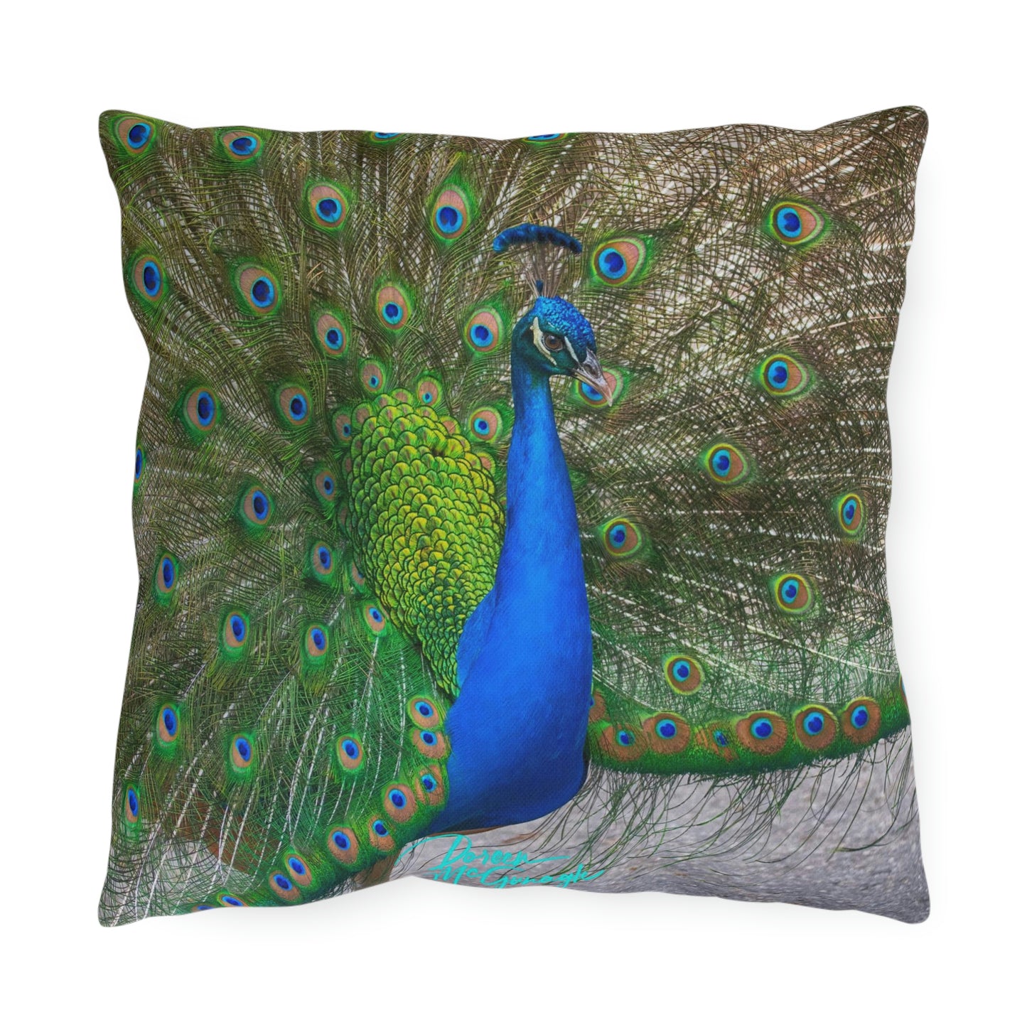 Artistic Outdoor Accent Pillows Peacock Bird