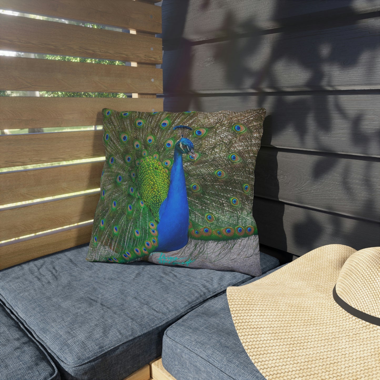 Artistic Outdoor Accent Pillows Peacock Bird