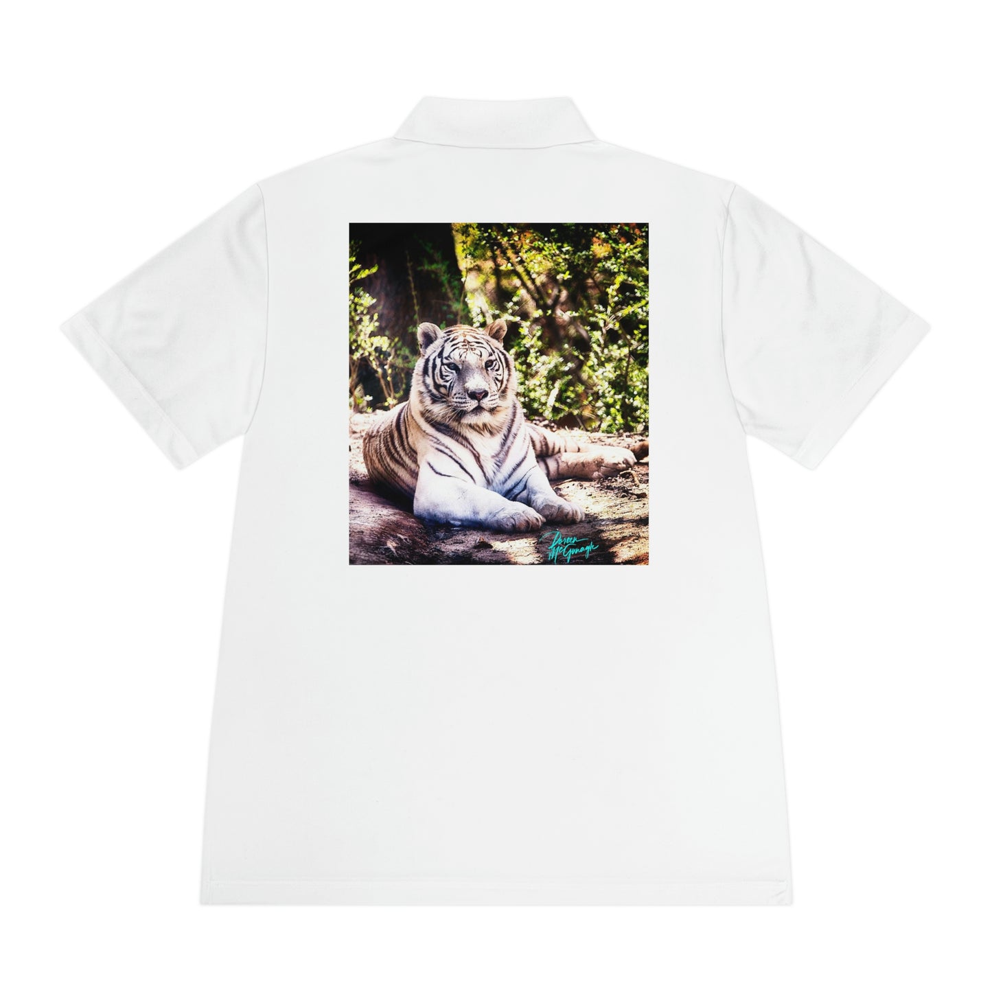 Mens polo shirts White Tiger, performance shirt, plus sizes