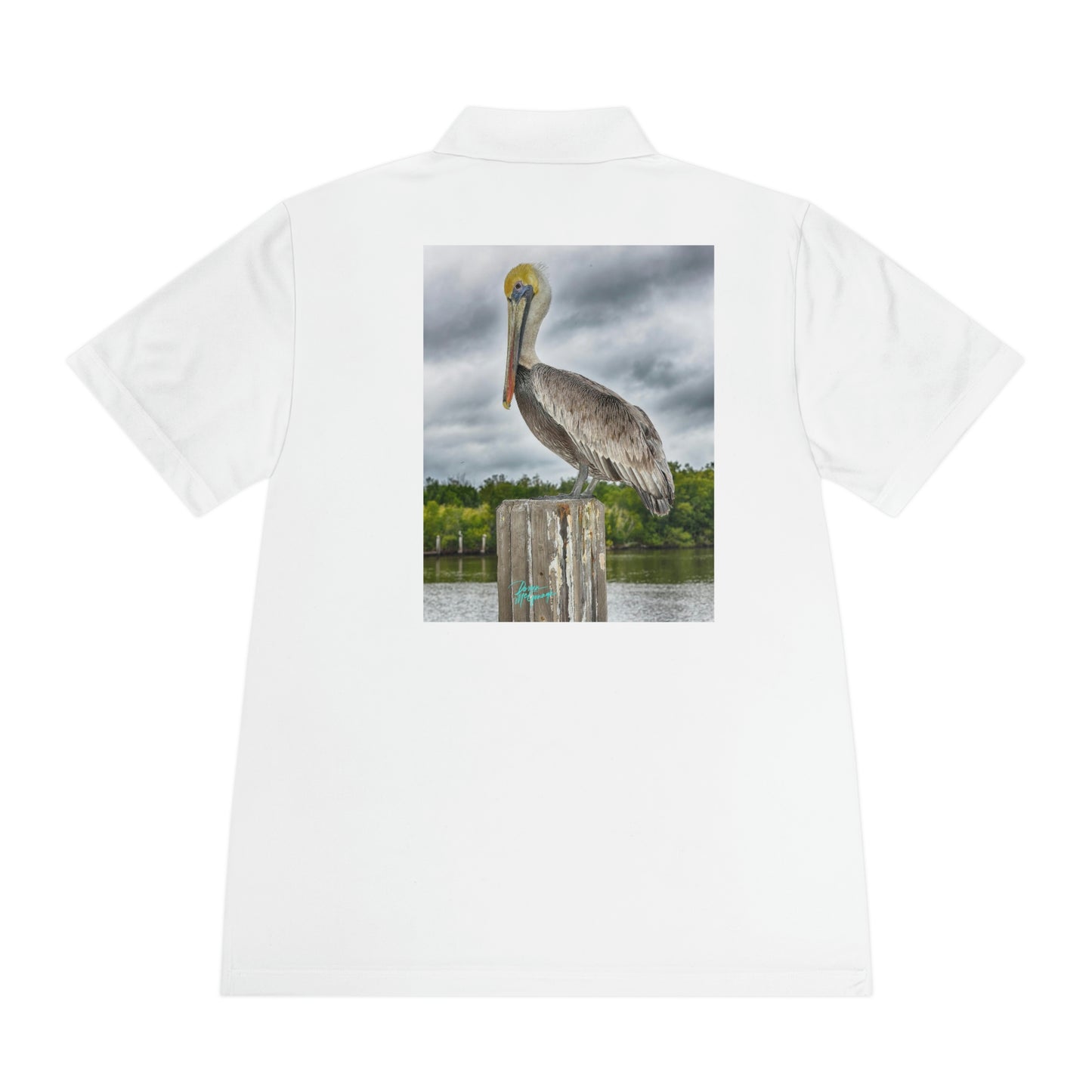 Mens polo shirts Pelican Bird, performance shirt, plus sizes