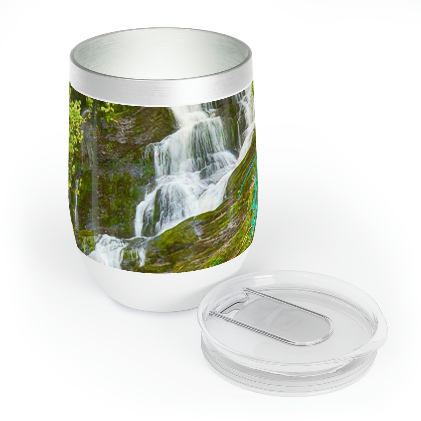 Eco friendly, Nature Waterfall ,12 oz insulated wine tumbler with lid