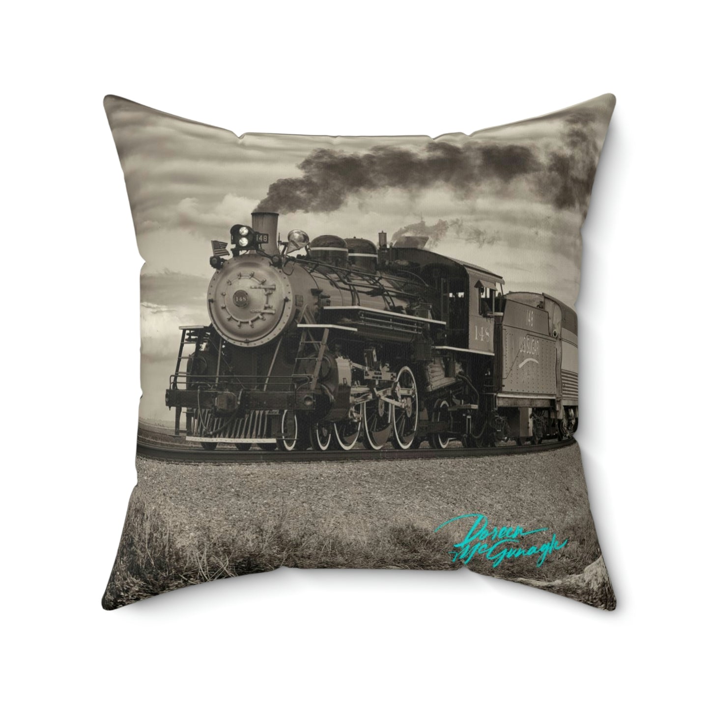 Sugar Express Train Vintage Steam Engine 148 Artistic Accents Pillow