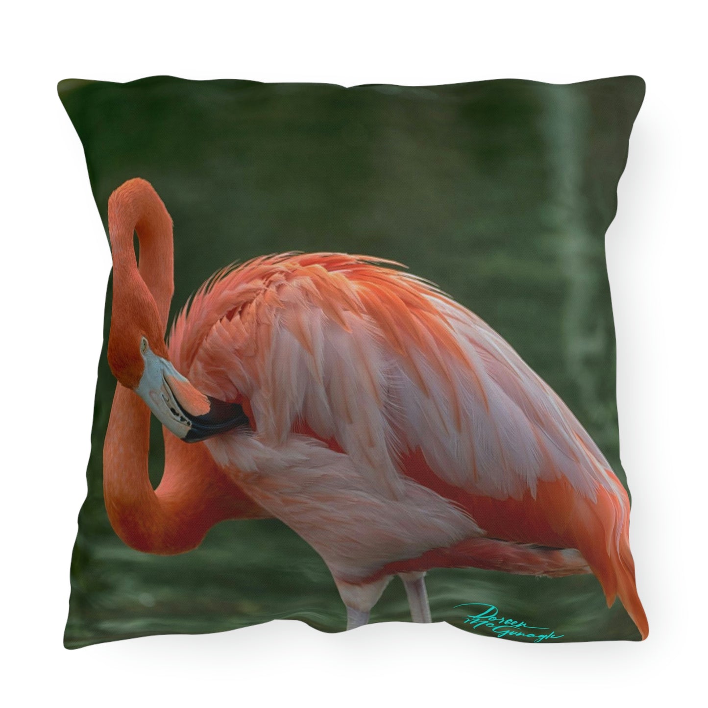 Artistic Outdoor Accent Pillow Flamingo Bird